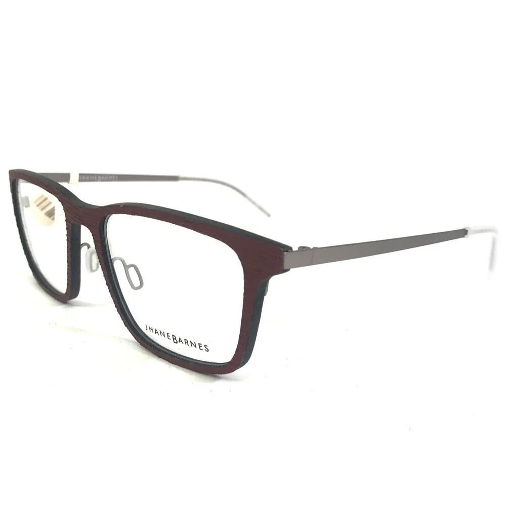 Jhane Barnes Eyeglasses Frames Adjugate BC Gray Burgundy Red Square 53-18-140 - Picture 4 of 11
